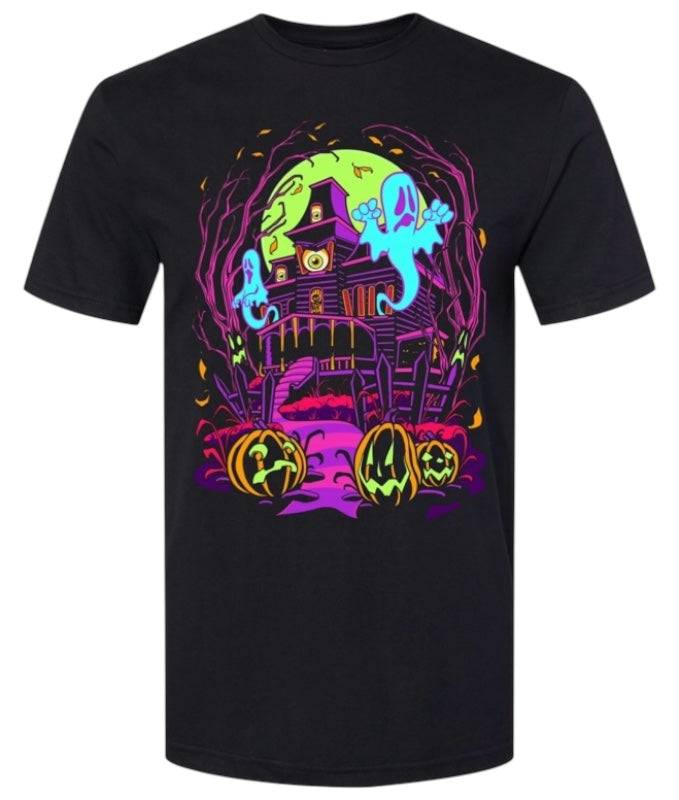 PAPAYANA - Halloween Night House - T-shirt Amusant Pour Femme - Coupe Régulière - S à XXL, Gris Mélangé, M