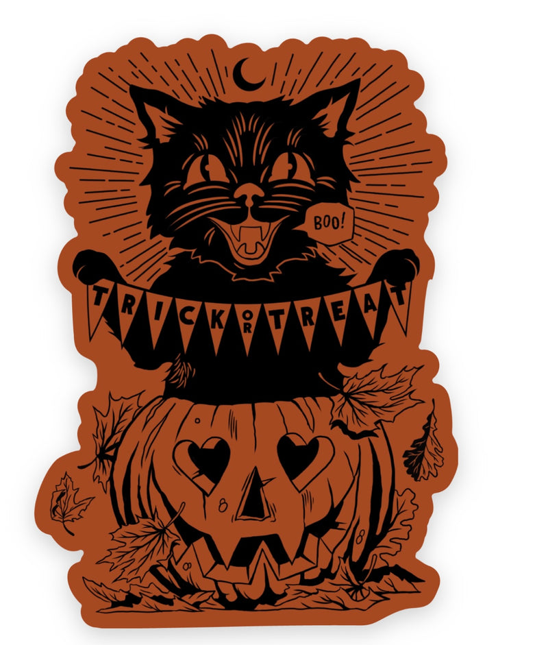 4" Vinyl Sticker - Trick or Treat Cat
