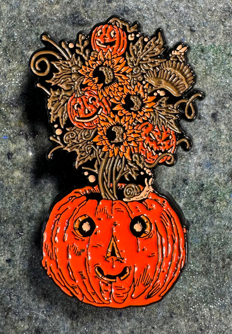 2” Bloom Pumpkin Flower Enamel Pin