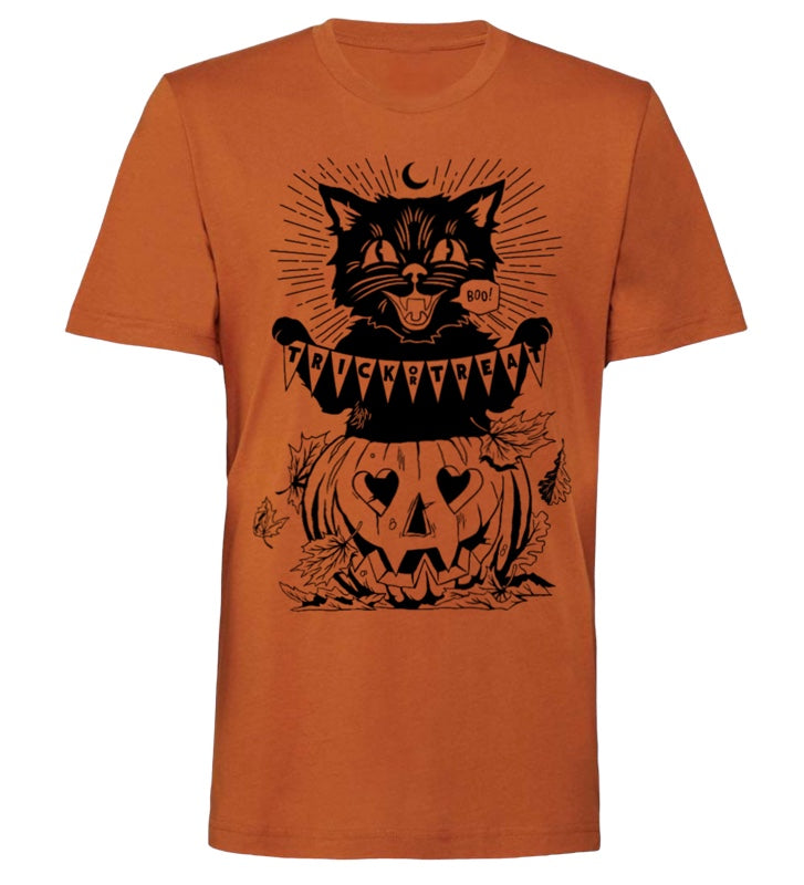 Trick or Treat Cat (Rust) – The Halloween Shirt Company
