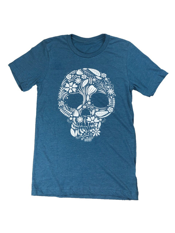 Floral Skull Tee - Teal